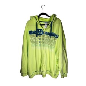 3 XL‎ Walt Disney World Zip Up Hoodie Neon Yellow Graphic Print Disney Parks